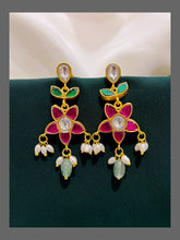 Flower Hanging Earring in Kundan - KE00285